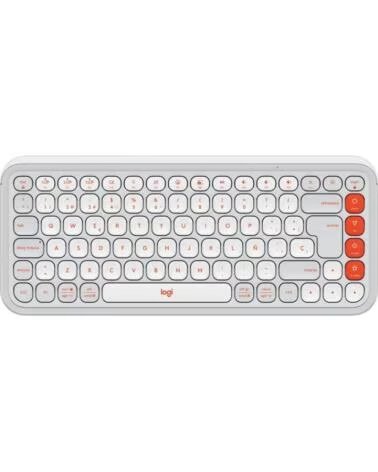 LOGITECH Teclado pop icon keys inalambrico blanco - naranja