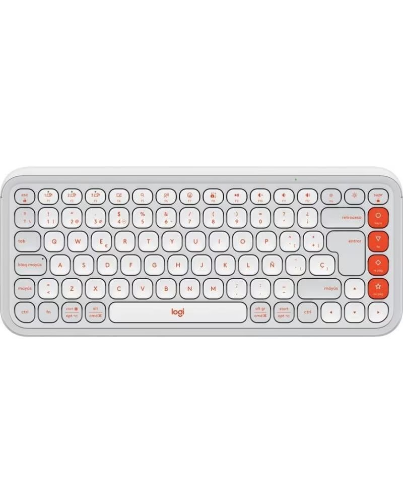 LOGITECH Teclado pop icon keys inalambrico blanco - naranja