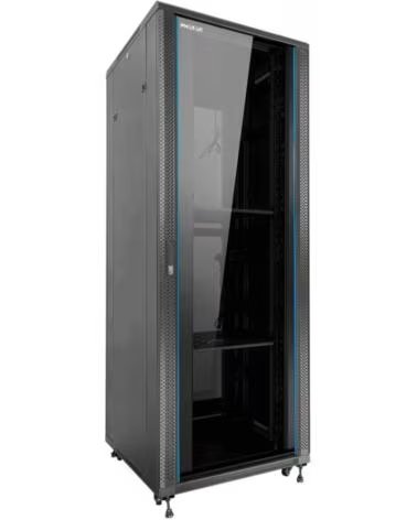 PHASAK Armario rack de suelo 19 pulgadas pro 47u negro 600x1000 montado pho 6147