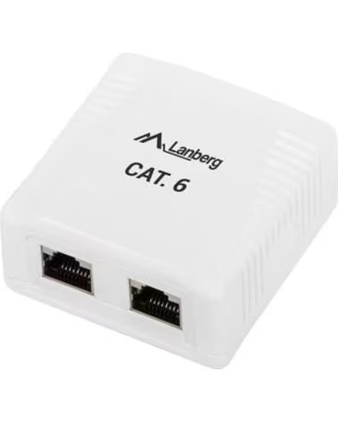 LANBERG Roseta de superficie cat 6 ftp 2x toma rj45 blanco
