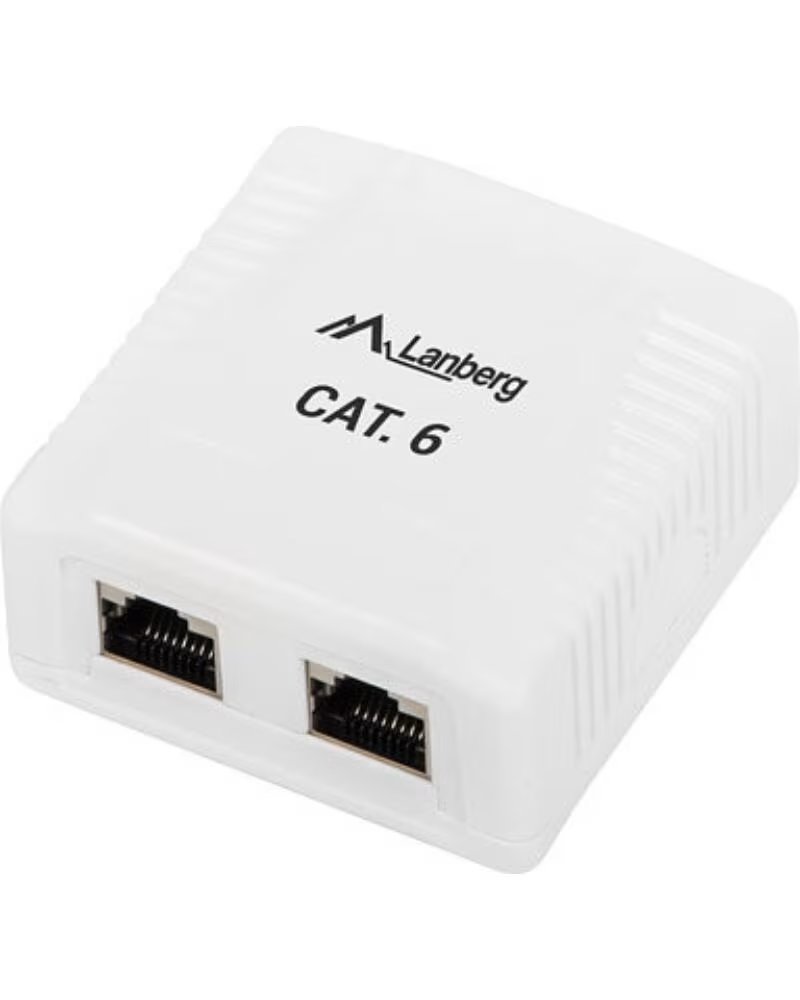 LANBERG Roseta de superficie cat 6 ftp 2x toma rj45 blanco