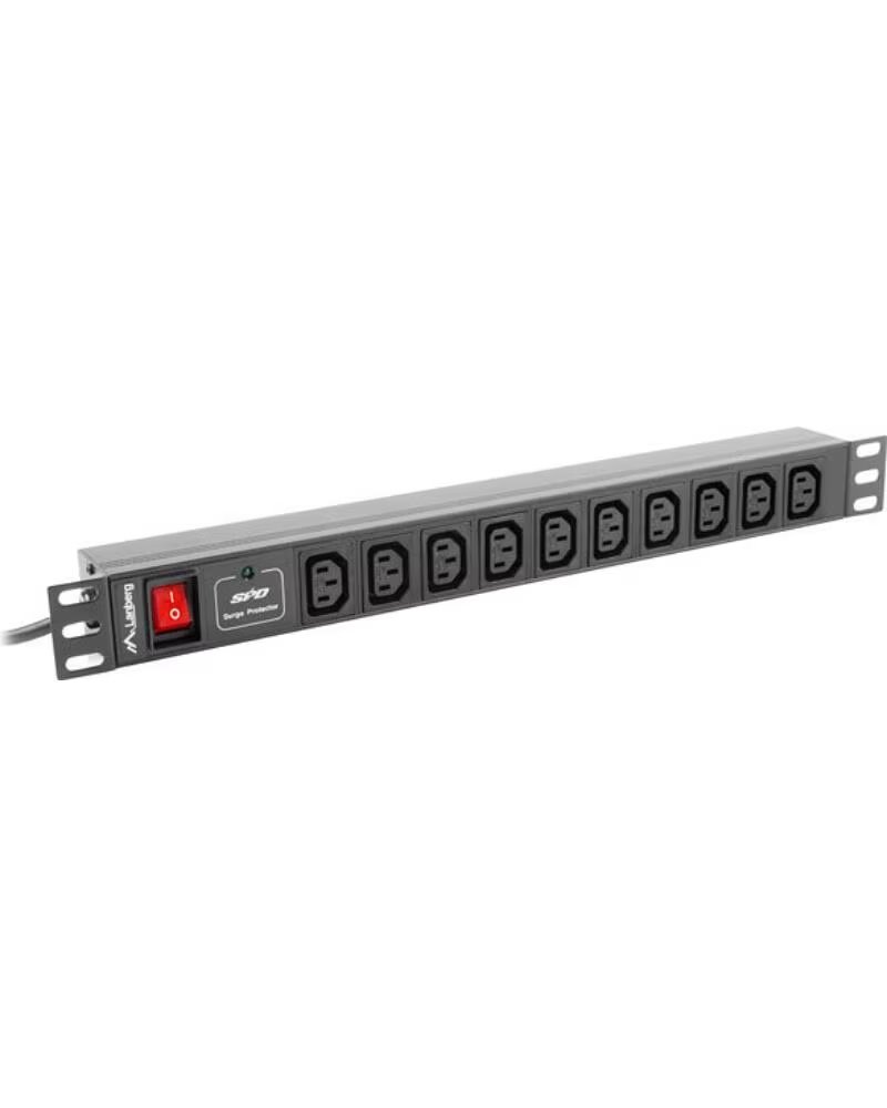 LANBERG Regleta 1u 10a rack 19 10x socket negro 2m