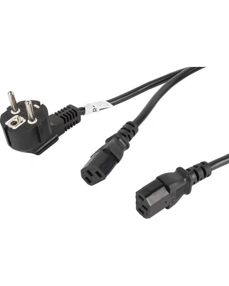 LANBERG Cable de alimentacion schuko cee 7 - 7 a 2x iec320 c13 2m