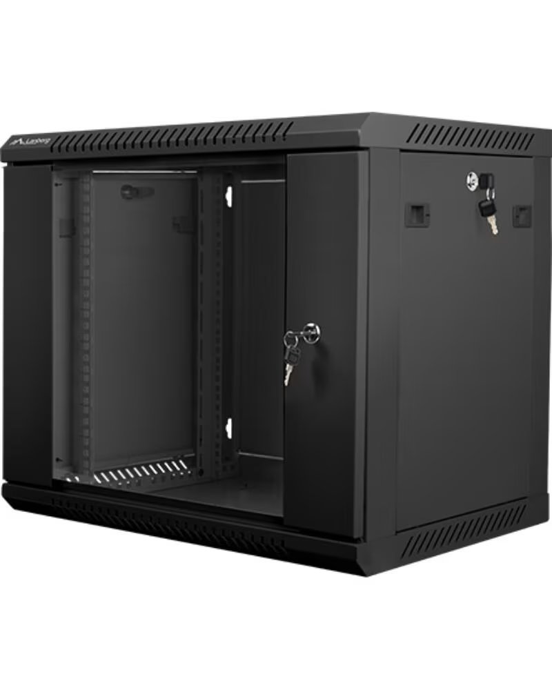 LANBERG Armario 19 pulgadas 9u 600x450x507 flat pack puerta cristal negro