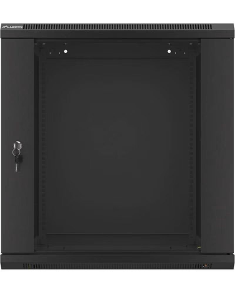 LANBERG Armario mural rack 19 pulgadas 12u - 600x600 auto ensamblado negro puerta de cristal