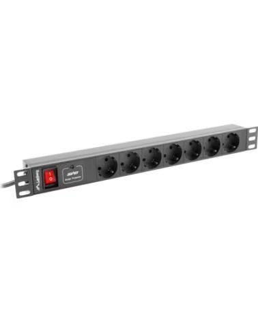 LANBERG Regleta 1u 16a rack 19 7x socket negro 2m