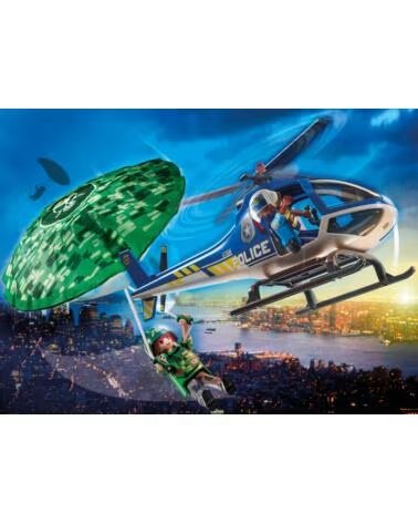 PLAYMOBIL ciudad helicoptero de policia persecucion en paracaidas