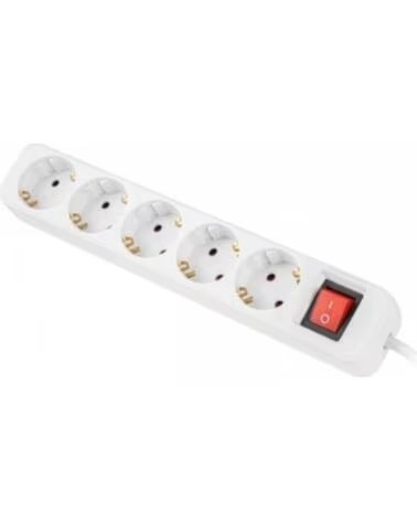 LANBERG Regleta 5 tomas schuko con protecion blanca 3m