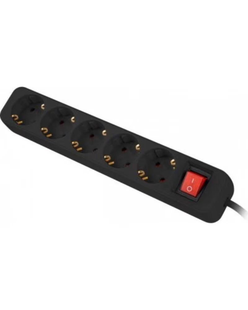 LANBERG Regleta 5 tomas schuko con protecion negra 1 5m