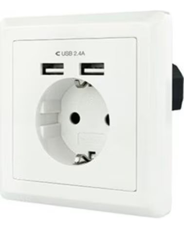 tooq Enchufe nanocable schuko - 2 tomas usb