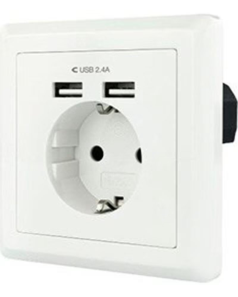 tooq Enchufe nanocable schuko - 2 tomas usb