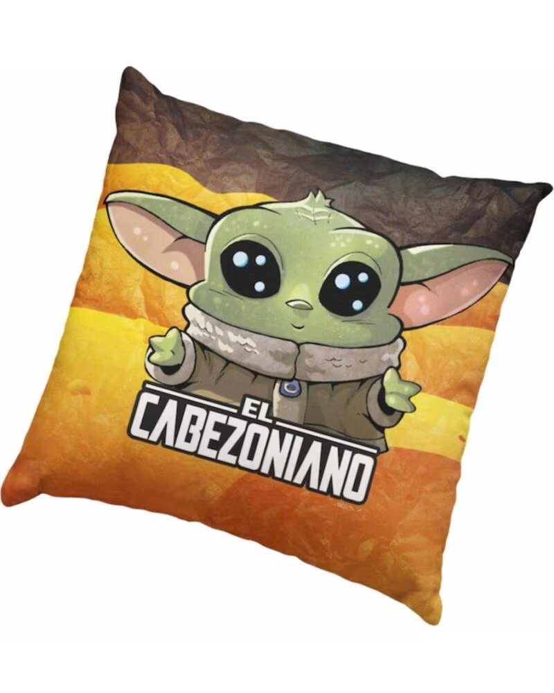 SD TOYS Cojin cuadrado star wars el mandaloriano cabezoniano baby yoda envasado vacio
