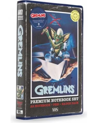 SD TOYS Set papeleria vhs gremlins libreta chapas y boligrafo