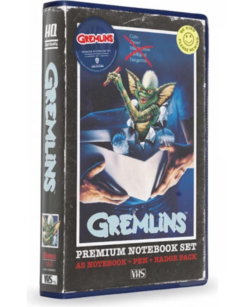 SD TOYS Set papeleria vhs gremlins libreta chapas y boligrafo