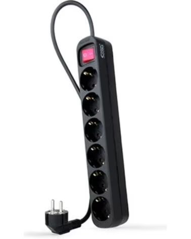 NANO CABLE Regleta 6 tomas 1 4m nanocable con interruptor negro - 250v - proteccion