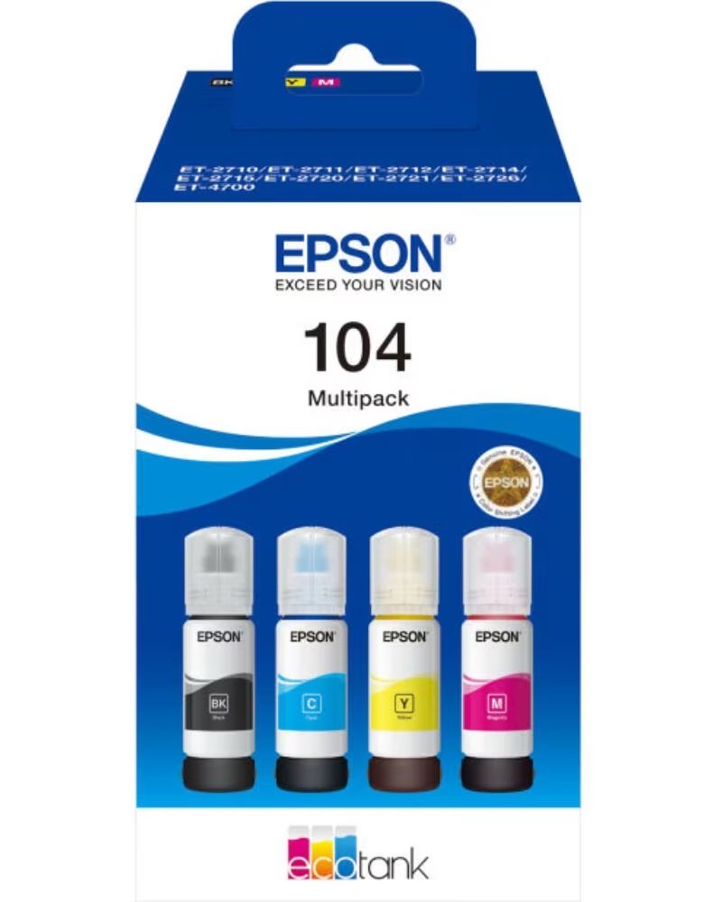 EPSON Multipack botellas ecotank 104 negro cian magenta amarillo