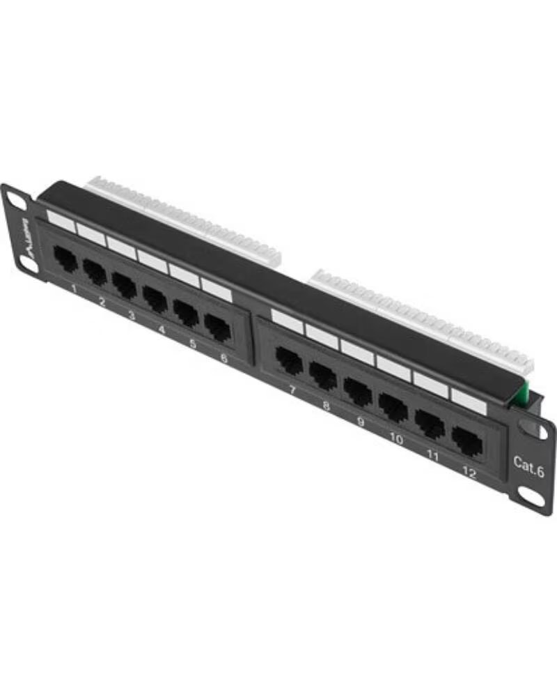 LANBERG Patch panel 12 puertos 1u 10 pulgadas cat 6 negro