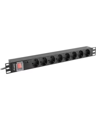 LANBERG Regleta 1u 16a rack 19 8x schuko negro 2m