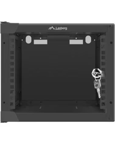 LANBERG Armario mural rack 10 pulgadas 4u - 280x310 flat pack negro puerta cristal