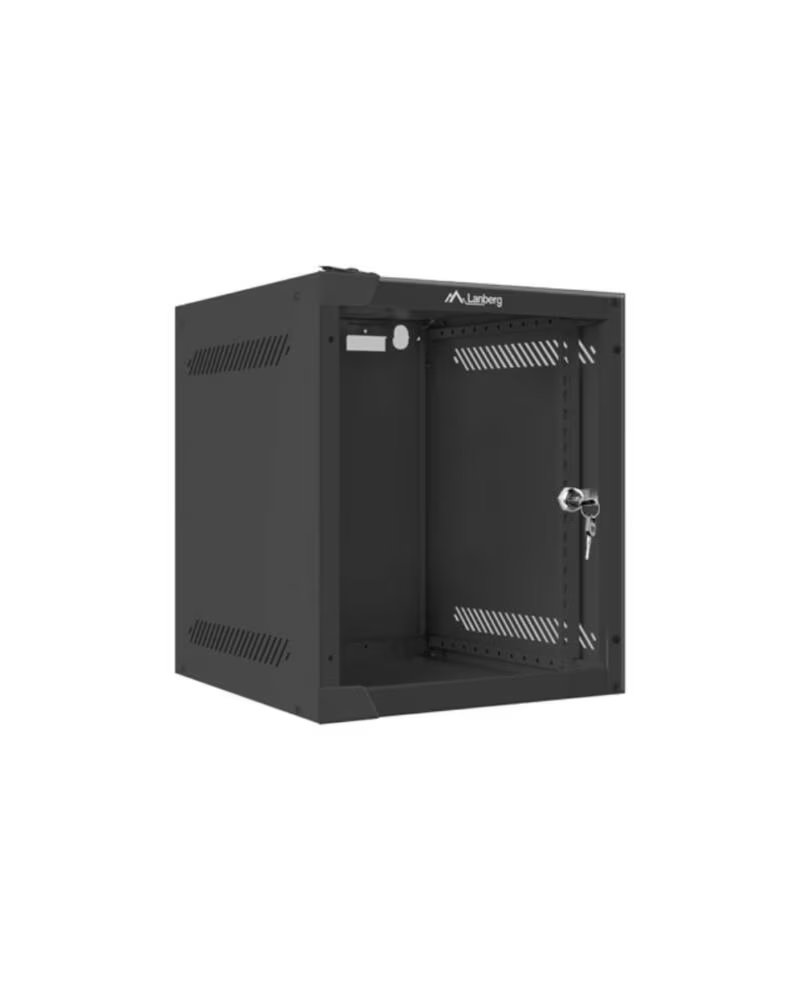 LANBERG Armario mural rack 10 pulgadas 6u - 280x310 flat pack negro puerta cristal