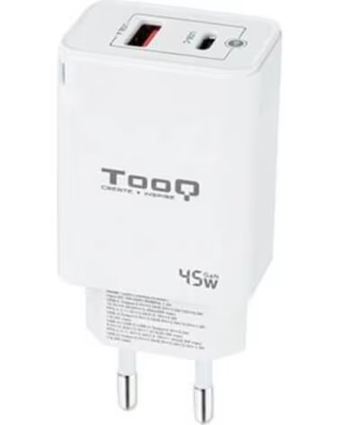 TOOQ Cargador de pared doble usb - c usb a blanco 45w gan