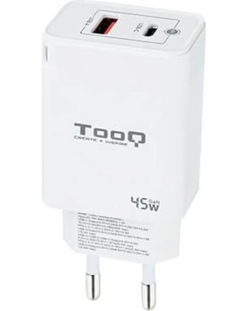 TOOQ Cargador de pared doble usb - c usb a blanco 45w gan