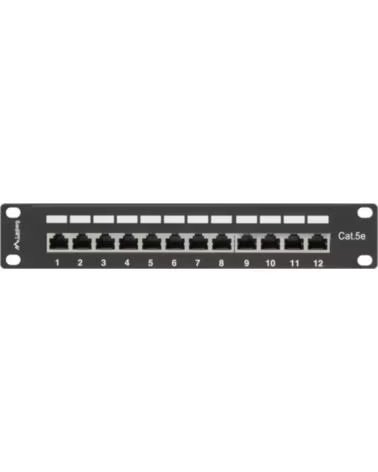 LANBERG Patch panel 12 puertos 1u cat 5e 10 pulgadas blindado negro