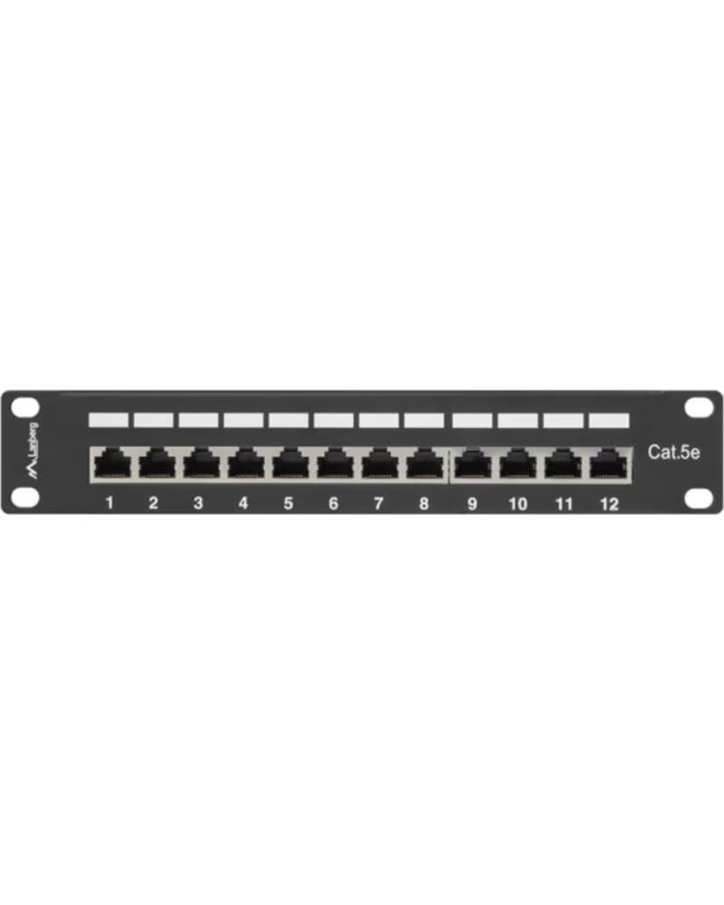 LANBERG Patch panel 12 puertos 1u cat 6 10 pulgadas blindado negro