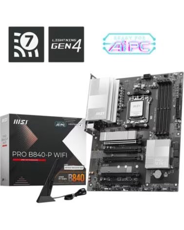 MSI Placa base pro b840 - p am5 wifi atx - 4x ddr5 - 3x usb 3 2 - 1x usb tipo c