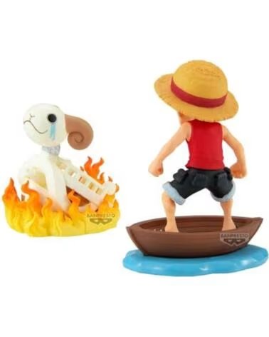 BANPRESTO Figura one piece world collectable figure log stories monkey d luffy going merry 8cm