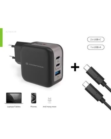 CONCEPTRONIC Cargador de pared althea17b 67w 2x usb tipo c 1x usb tipo a