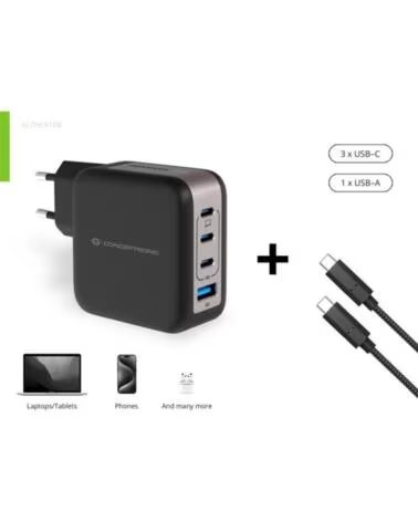 CONCEPTRONIC Cargador de pared althea18b 100w 3x usb tipo c 1x usb tipo a