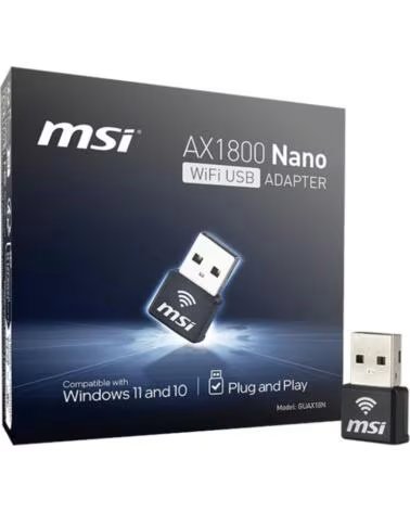 MSI Nano adaptador wifi6 usb guax18n ax1800