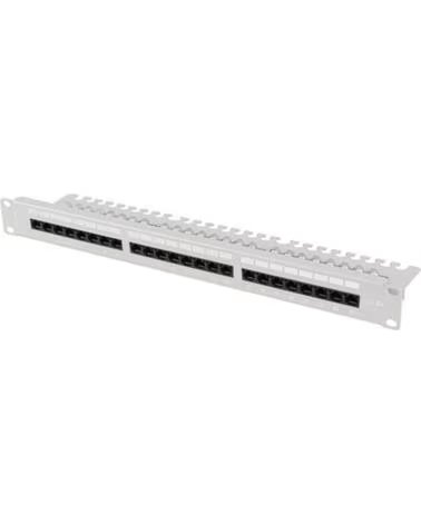 LANBERG Patch panel 24 puertos 1u 19 pulgadas cat 6a utp con organizador cables gris