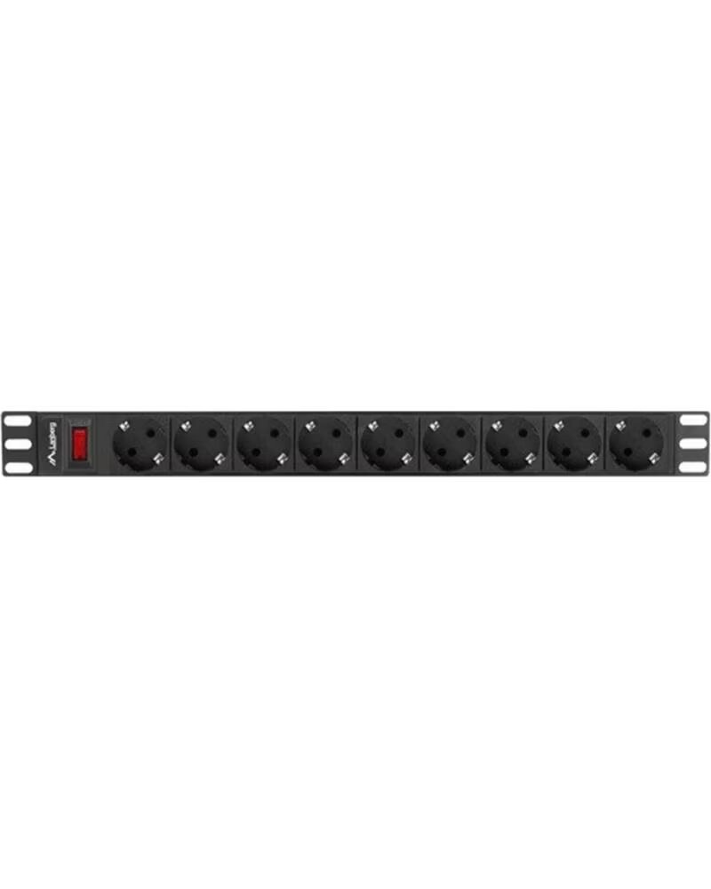 LANBERG Regleta 1u 16a 9x schuko rack 19 pulgadas 3m negro