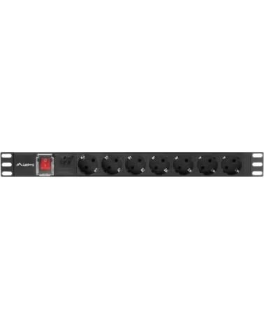 LANBERG Regleta 1u 10a 7x schuko rack 19 pulgadas 2m negro c14