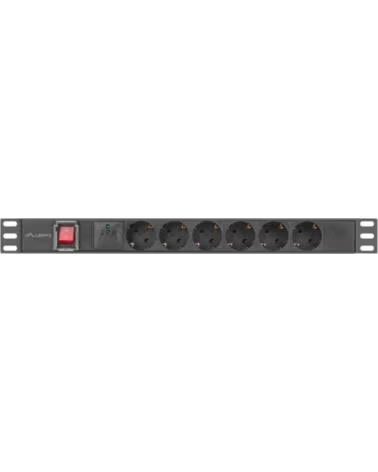 LANBERG Regleta 1u 16a rack 19 pulgadas 6x socket schuko negro 2m