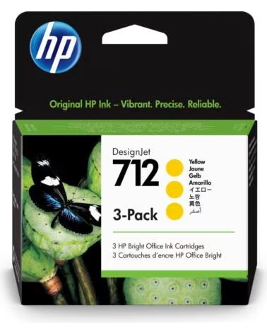 HP Pack 3 cartuchos 712 designjet t200 - t600 amarillo