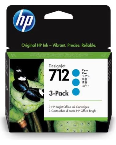 HP Pack 3 cartuchos 712 designjet t200 - t600 cian