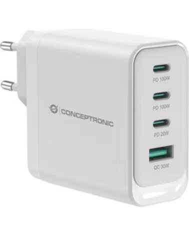 CONCEPTRONIC Cargador de pared althea22w100 100w 3x usb tipo c 1x usb tipo a blanco