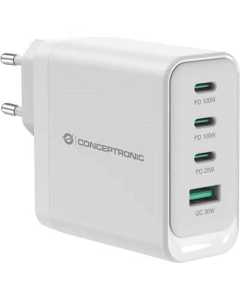 CONCEPTRONIC Cargador de pared althea22w100 100w 3x usb tipo c 1x usb tipo a blanco