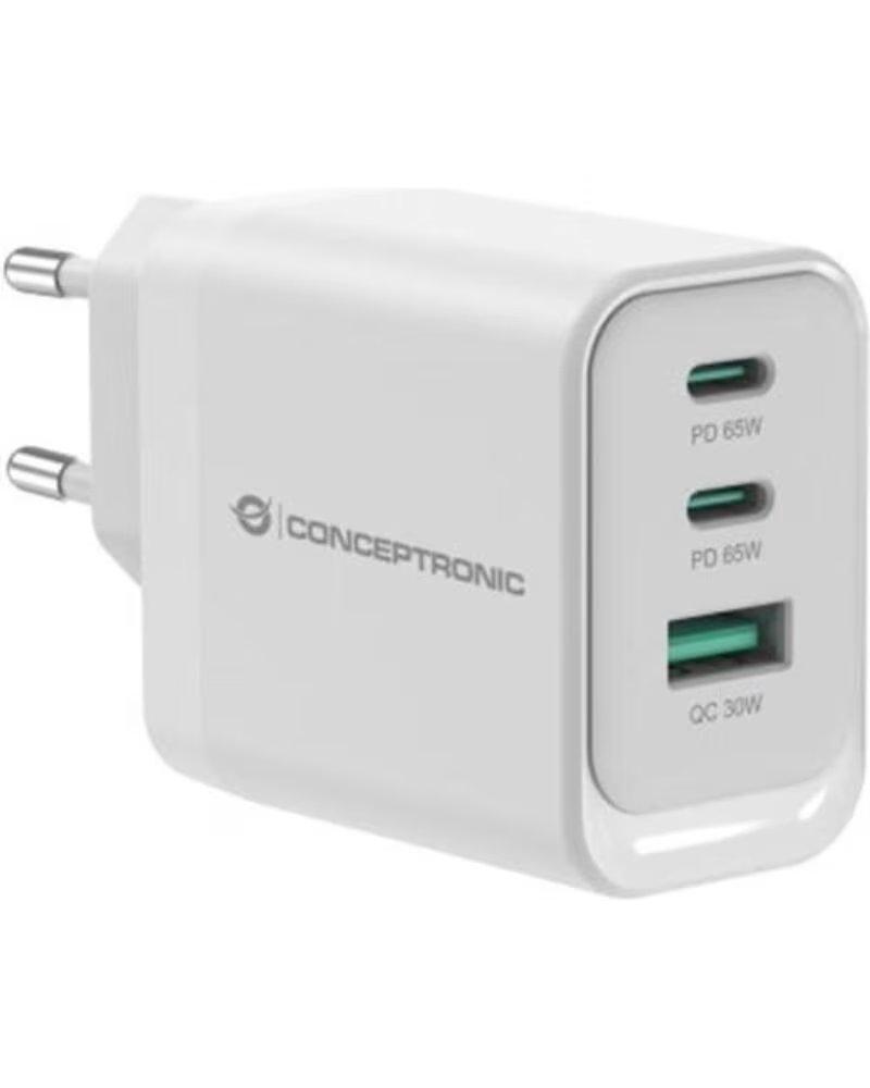 CONCEPTRONIC Cargador de pared althea21w65 65w 2x usb tipo c 1x usb tipo a blanco