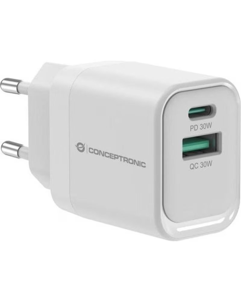 CONCEPTRONIC Cargador de pared althea1933 33w 1x usb tipo x 1x usb tipo a blanco