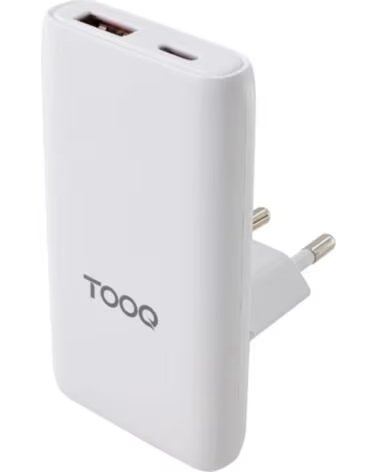 TOOQ Cargador de pared gan 65w 1x usb tipo c 1x usb tipo a