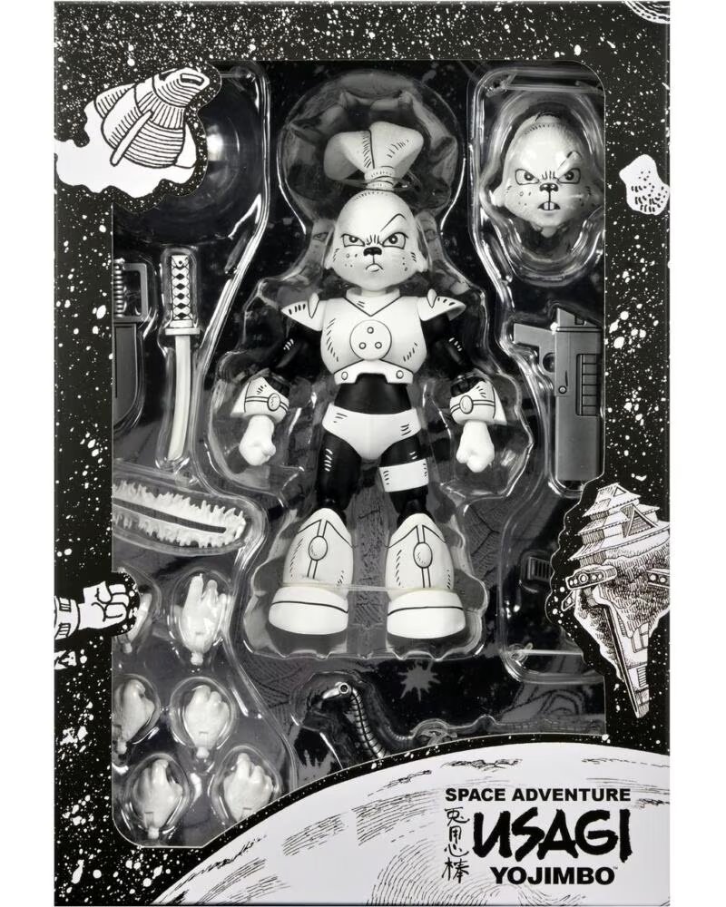NECA Figura nega usagi yojimbo space usagi yojimbo black white ver scale action 18cm