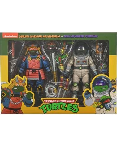 NECA Figura teenage mutant ninja turtles space adventure donatello samurai adventure michelangelo pack 2 scale action 18cm