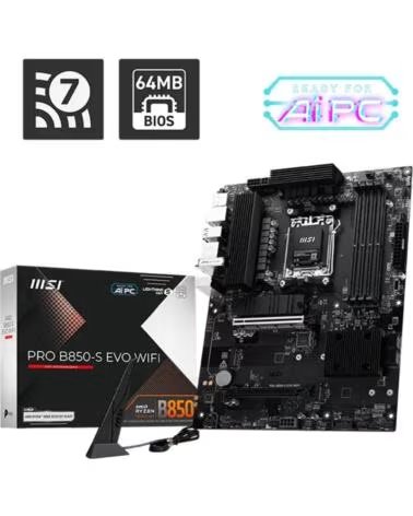 MSI Placa base pro b850 - s evo wifi am5 atx - 4x ddr5