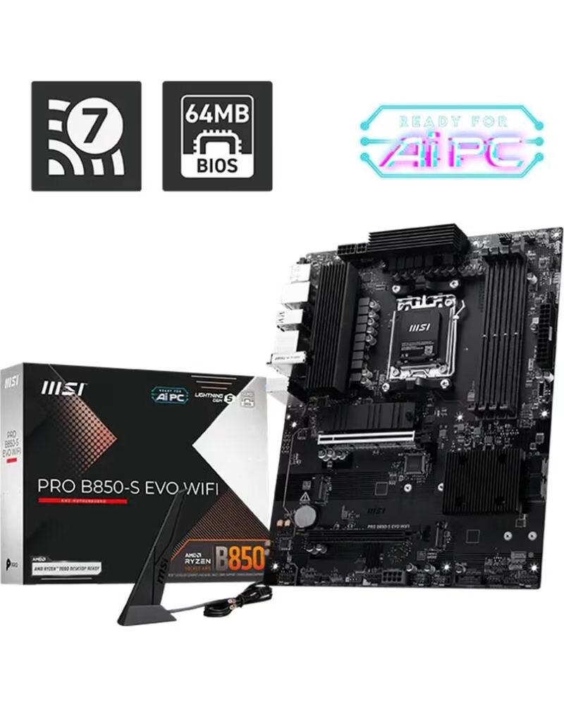 MSI Placa base pro b850 - s evo wifi am5 atx - 4x ddr5