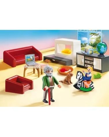 PLAYMOBIL PUPPENHAUS - GEMÜTLICHES WOHNZIMMER MIT FIGUREN UND ZUBEHÖR