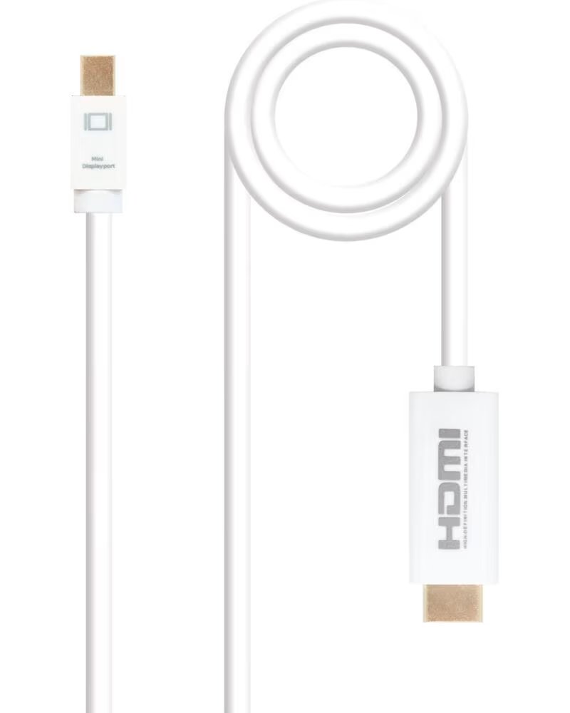 NANOCABLE CÂBLE CONVERTISSEUR MINI DP VERS HDMI MÂLE-MÂLE BLANC 2,0 M